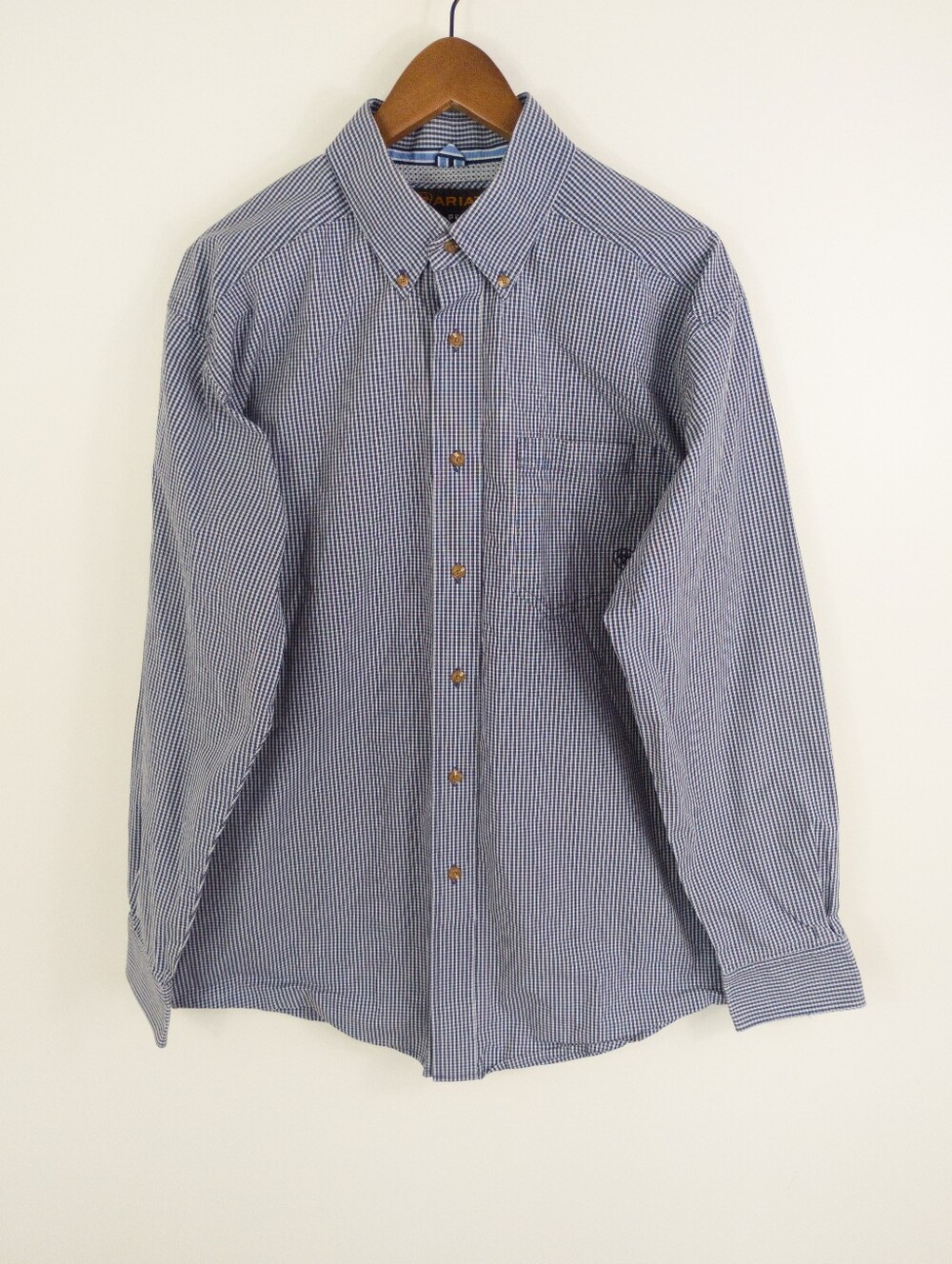Ariat Pro Series Long Sleeve Western Shirt Large Blue Gingham Check